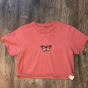 brandy melville embroidered crop top